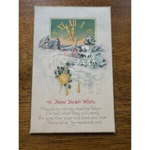 Vintage 1928 Embossed New Year Wish Postcard Buffalo NY 2¢ Washington Stamp